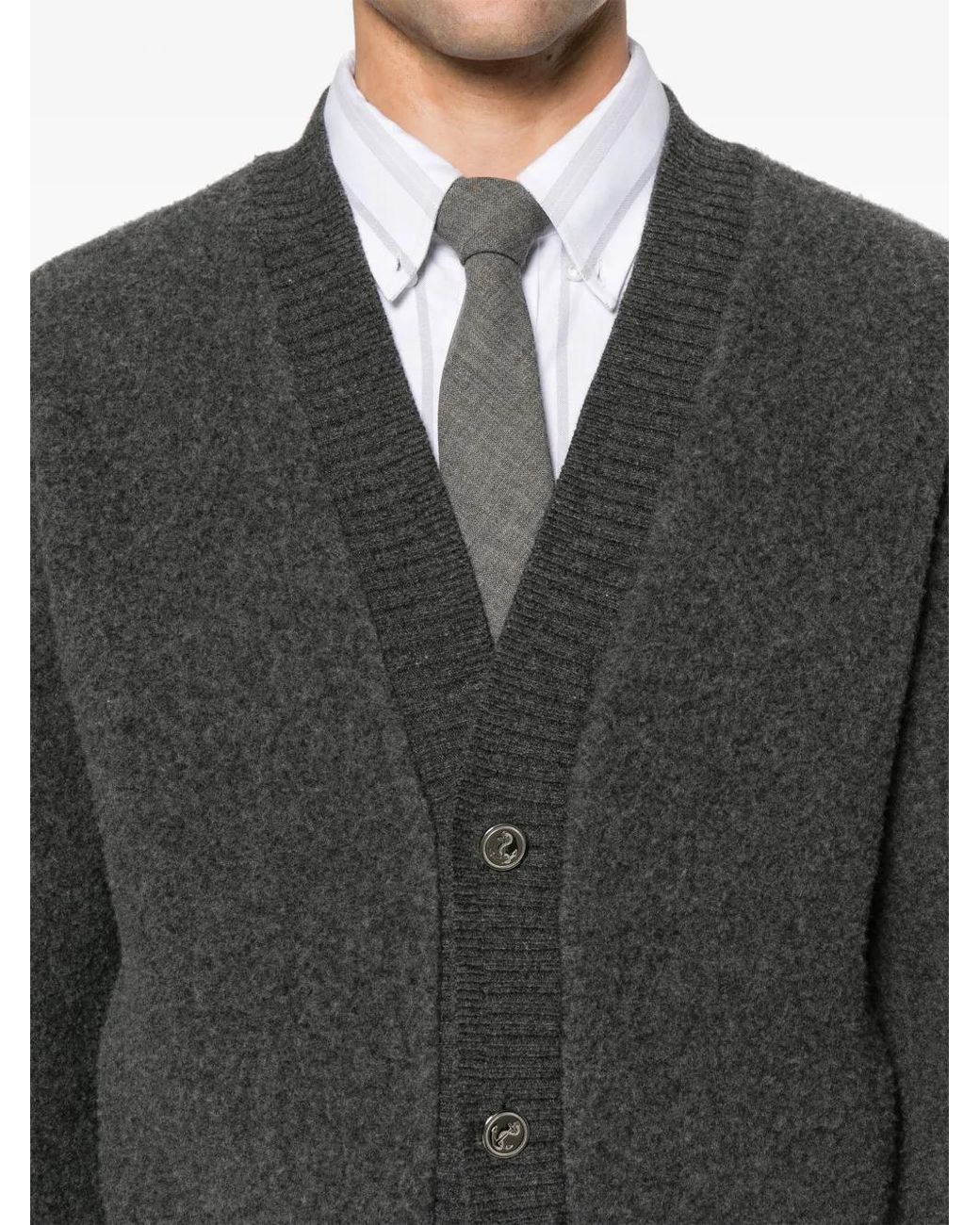 Thom Browne Black Brushed-wool Cardigan for men