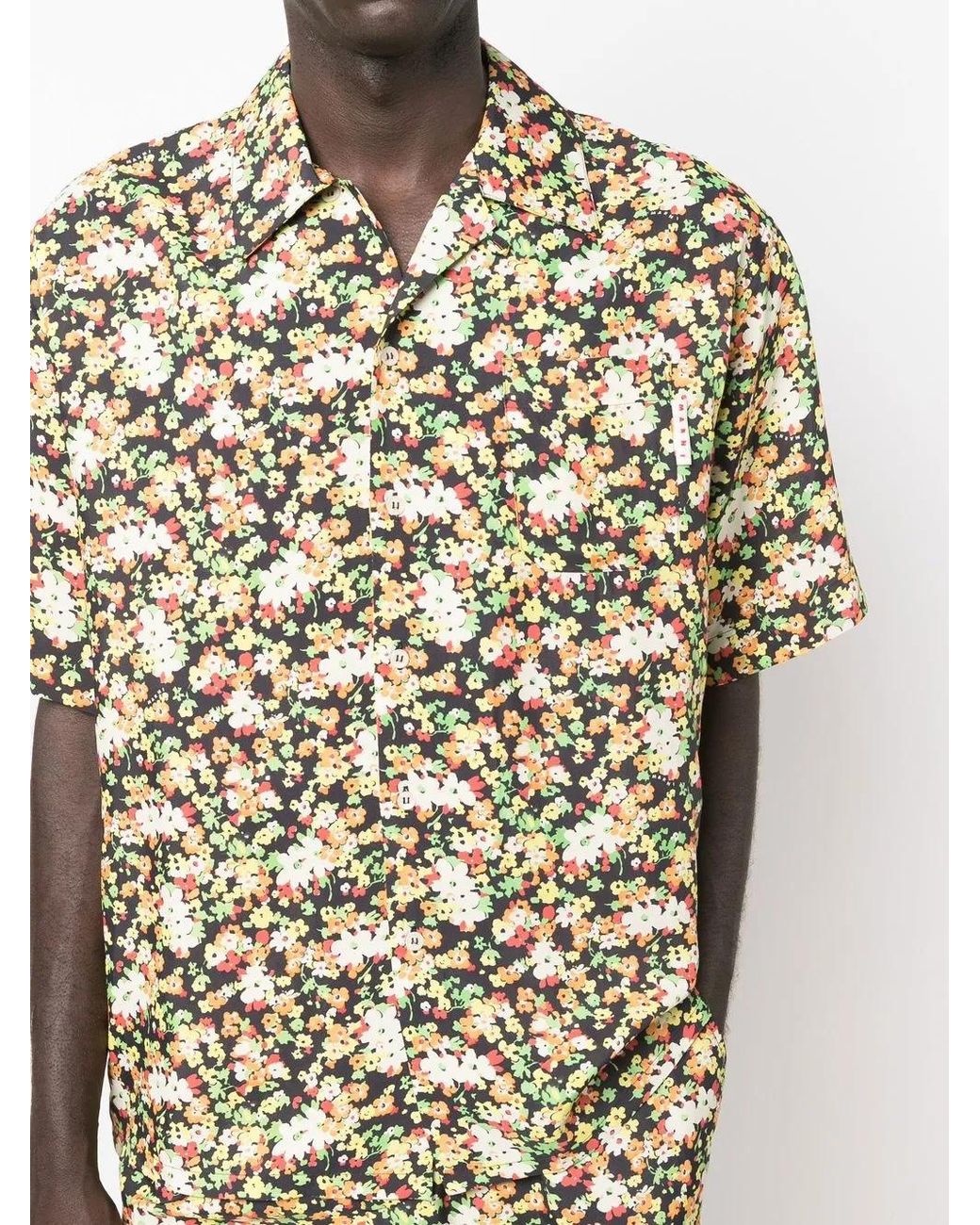 Marni Metallic Floral Short-Sleeve Shirt for men