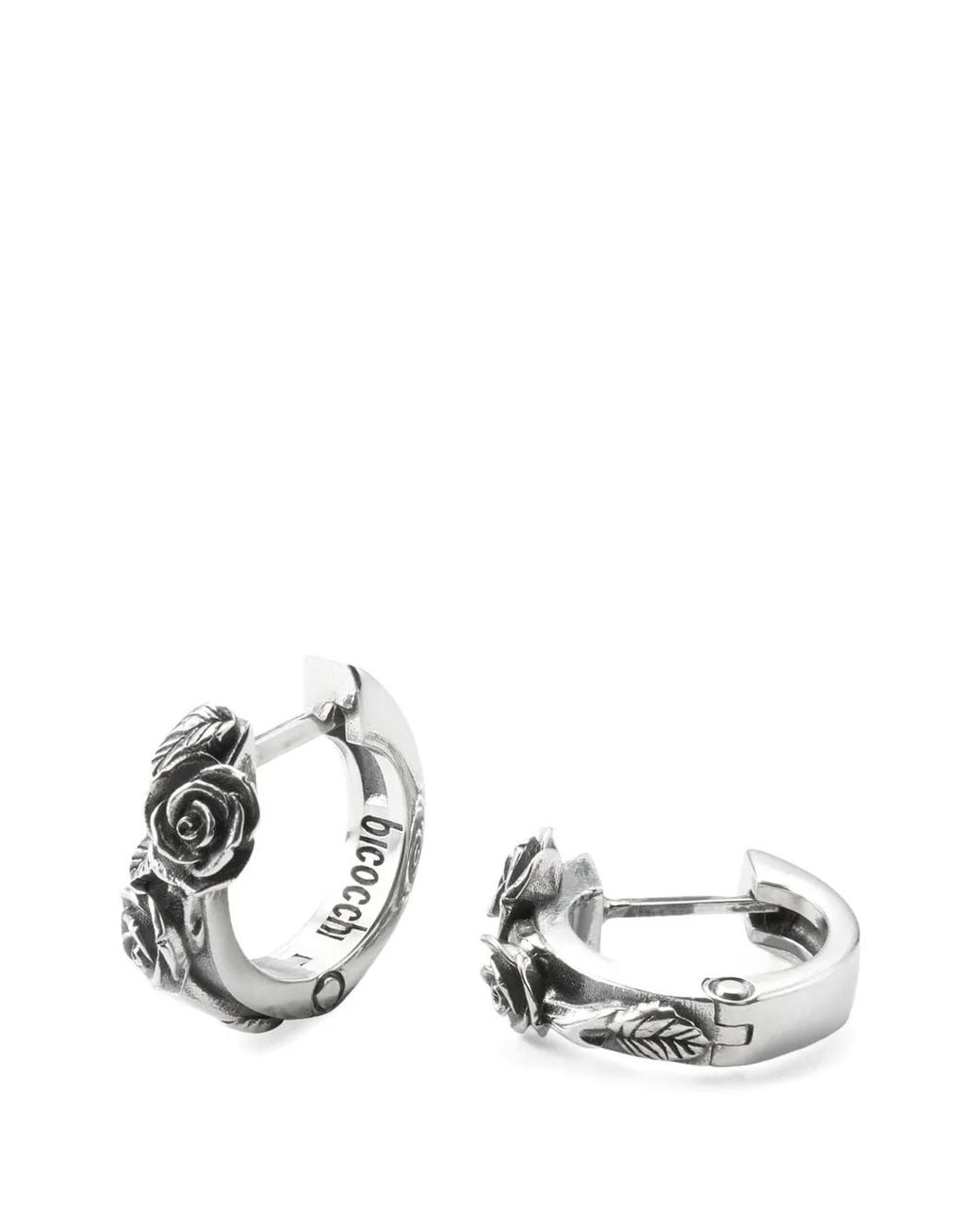 Emanuele Bicocchi White Rose Hoop Earrings