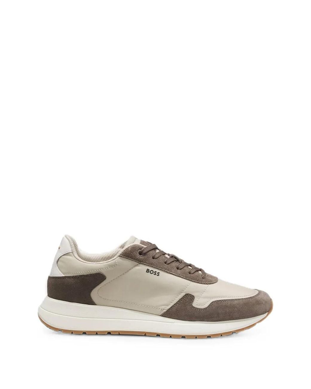 Boss White Vinston Runn Lace-Up Sneakers for men