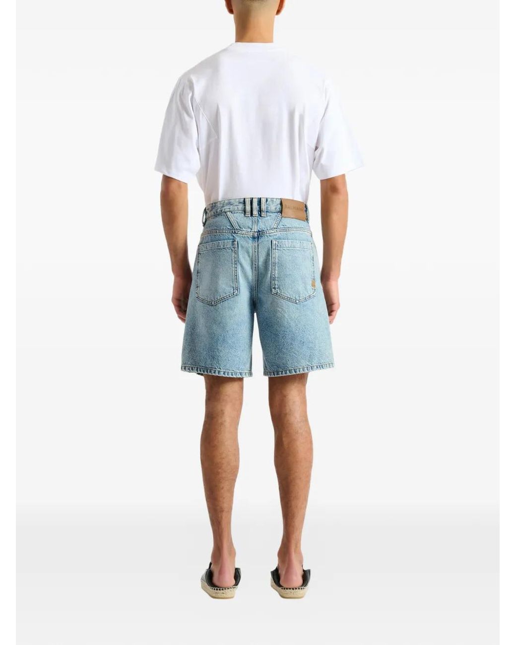 Balmain Blue Light Denim Bermuda Shorts for men