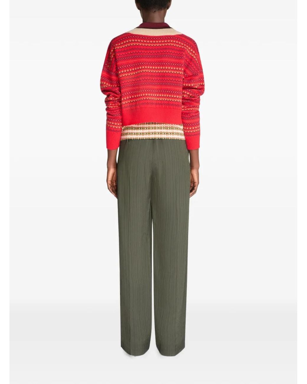 Dries Van Noten Green Elasticated Viscose Trousers