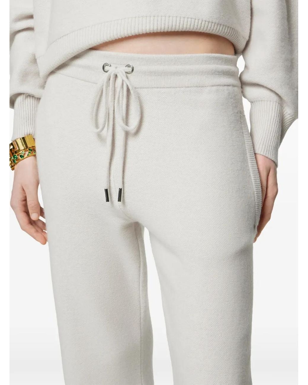 Versace White Wool-Blend Flared Towel Trousers
