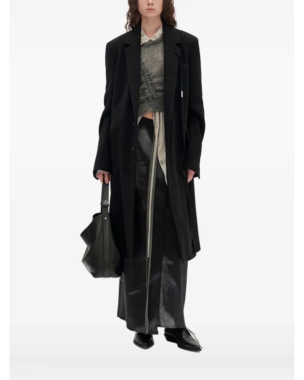 Ann Demeulemeester Black Viv Wool-Cashmere Coat