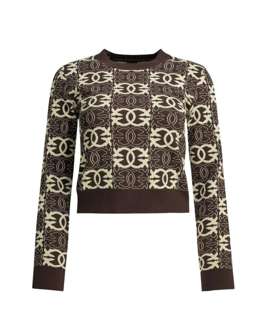 Pinko Black Cropped Sweater With Love Birds Logo