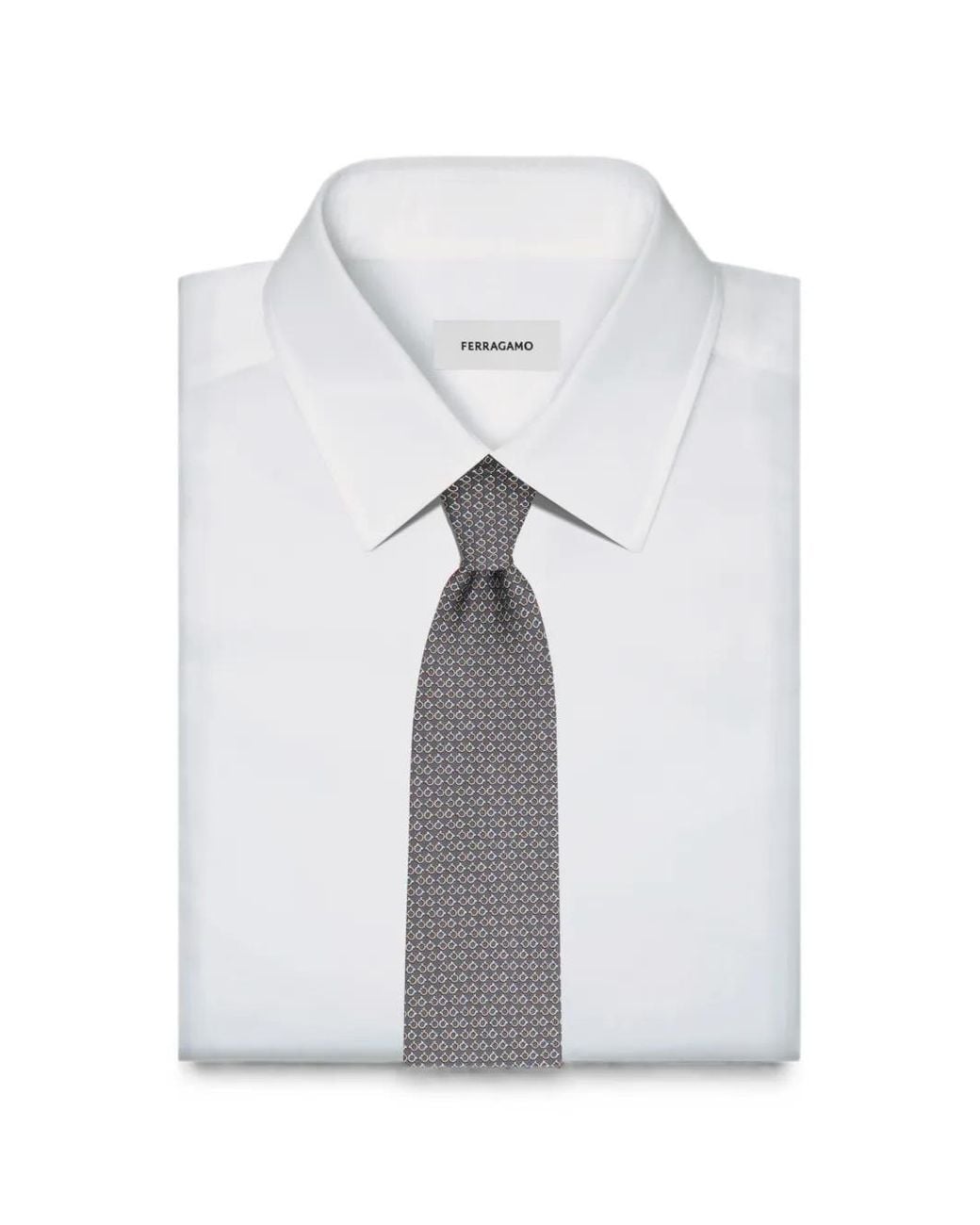 Ferragamo Blue Gancini Square Print Silk Tie for men