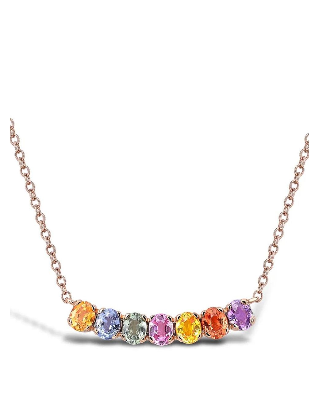 Pragnell Pink 18Kt Rose Fancy Sapphire Line Pendant Necklace