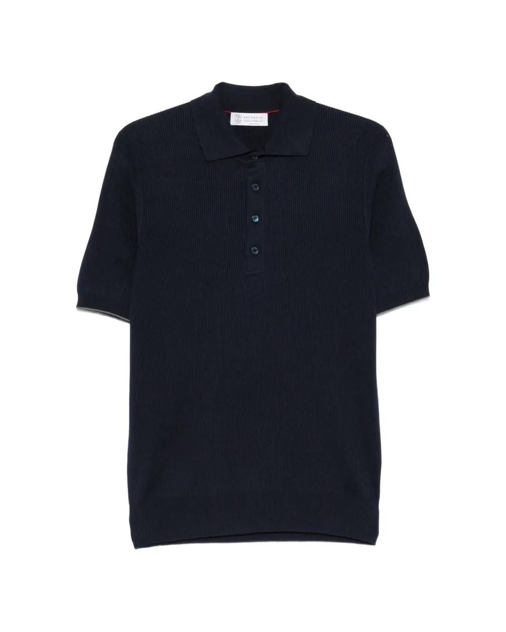 Brunello Cucinelli Geribbeld Poloshirt in het Blue voor heren