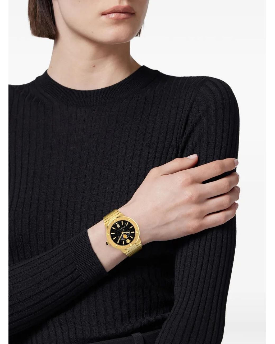 Versace Metallic Greca Logo Moonphase 38Mm Watch