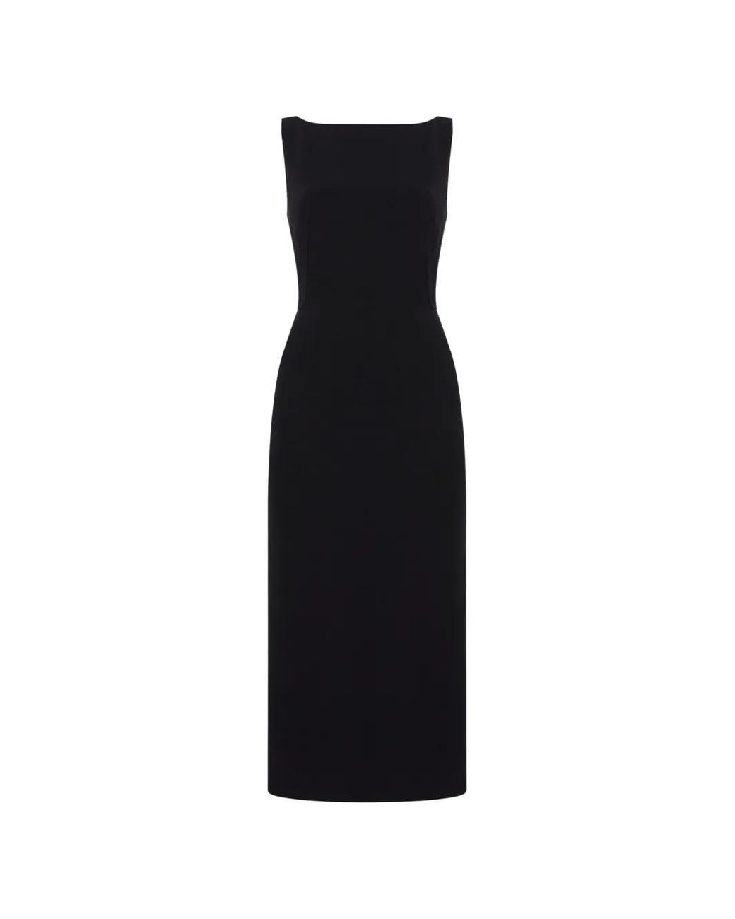 Another Tomorrow Black Doppio Boat-Neck Midi Dress