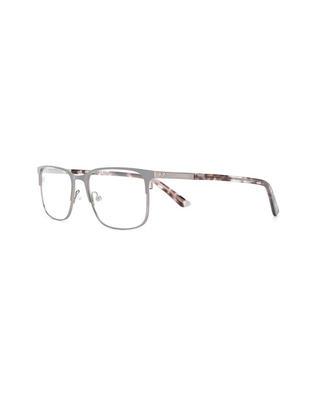 Calvin Klein Metallic Tortoiseshell Square-Frame Glasses for men