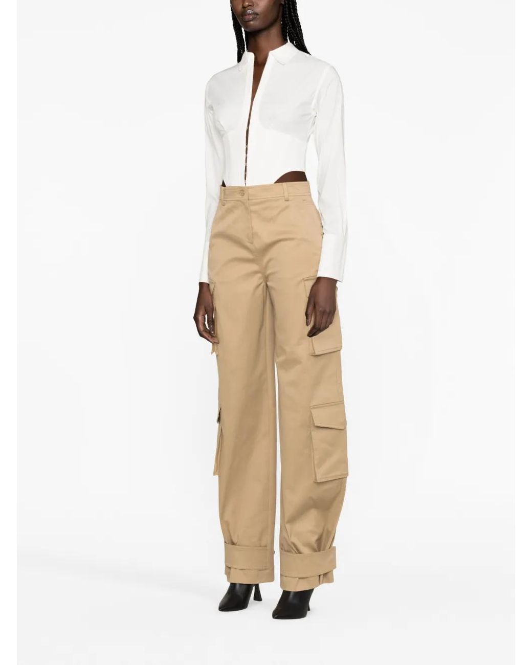 Valentino Garavani Natural High-Waisted Cargo Trousers
