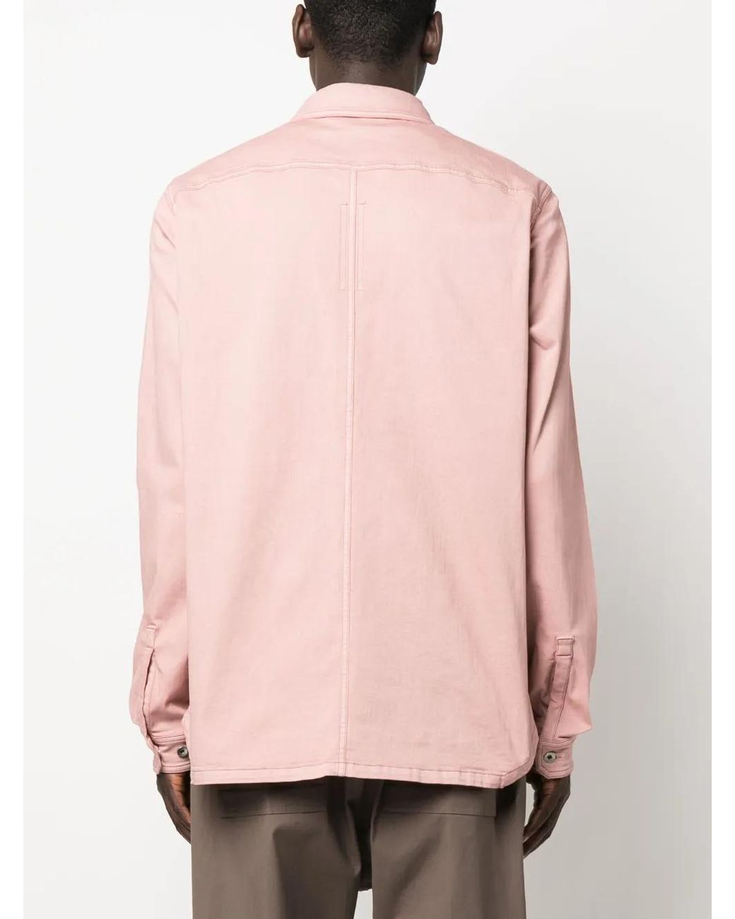 Rick Owens Pink Cotton-Blend Long-Sleeved Overshirt for men