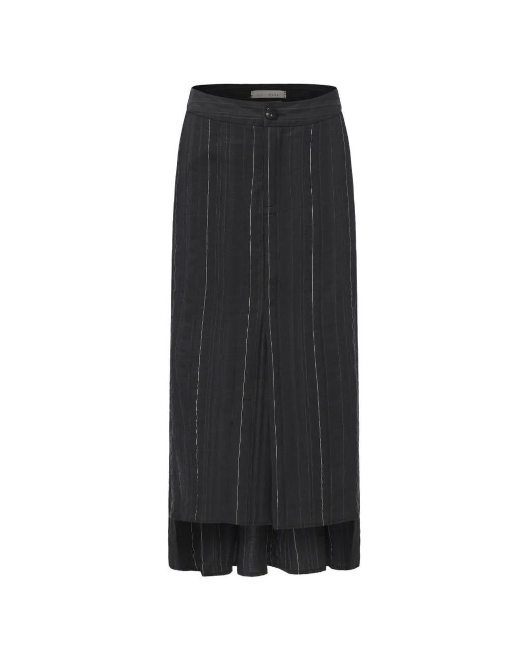 ili node Black Jett Pinstripe-Pattern Midi Skirt
