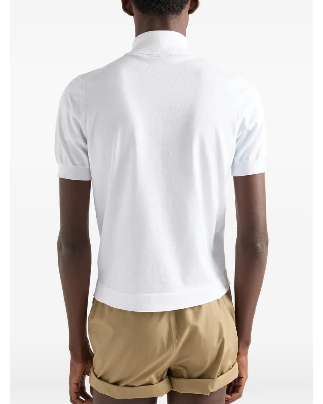 Prada White Cotton Turtleneck Sweater for men