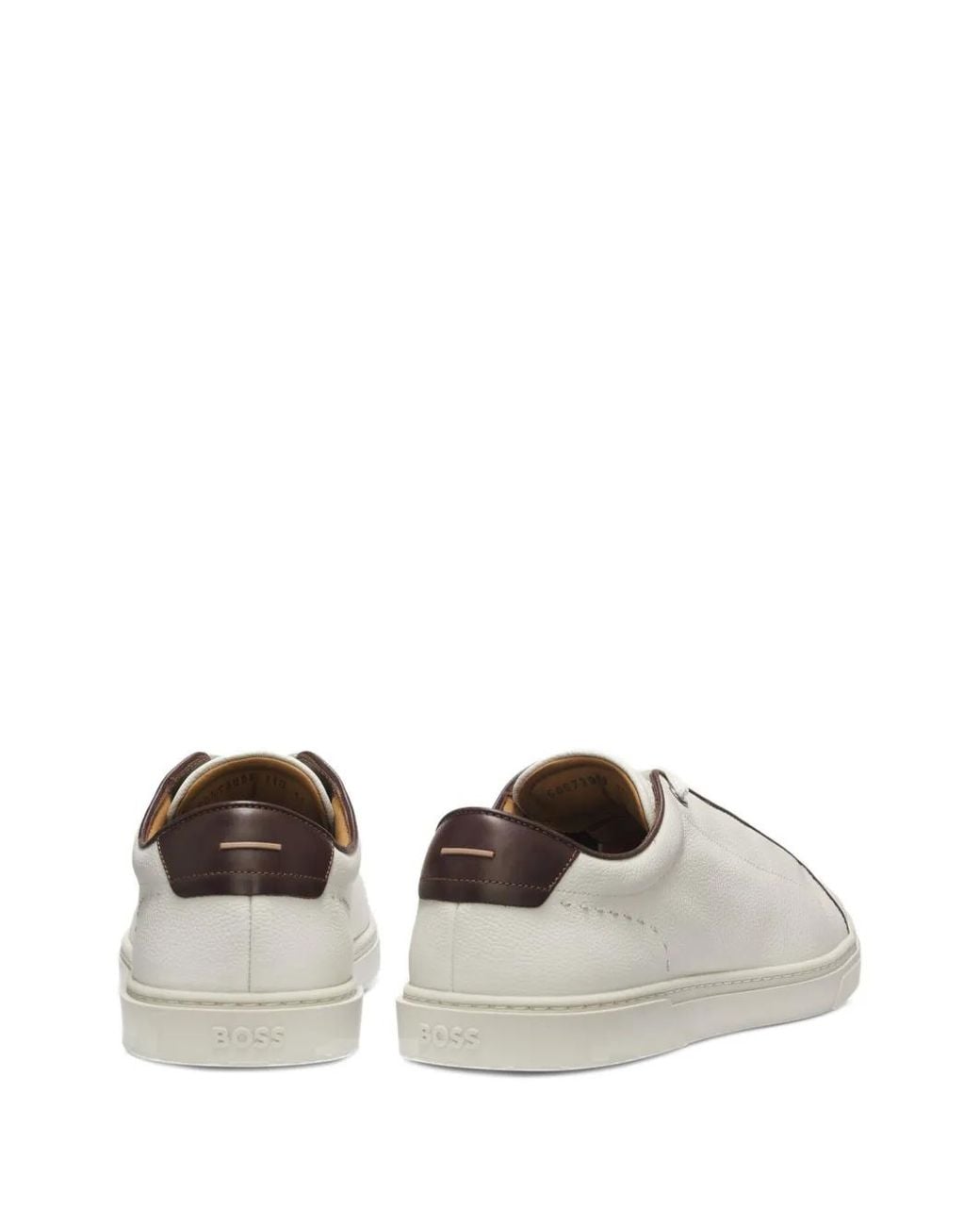 Boss White Baskets Gary En Cuir Italien Grainé for men