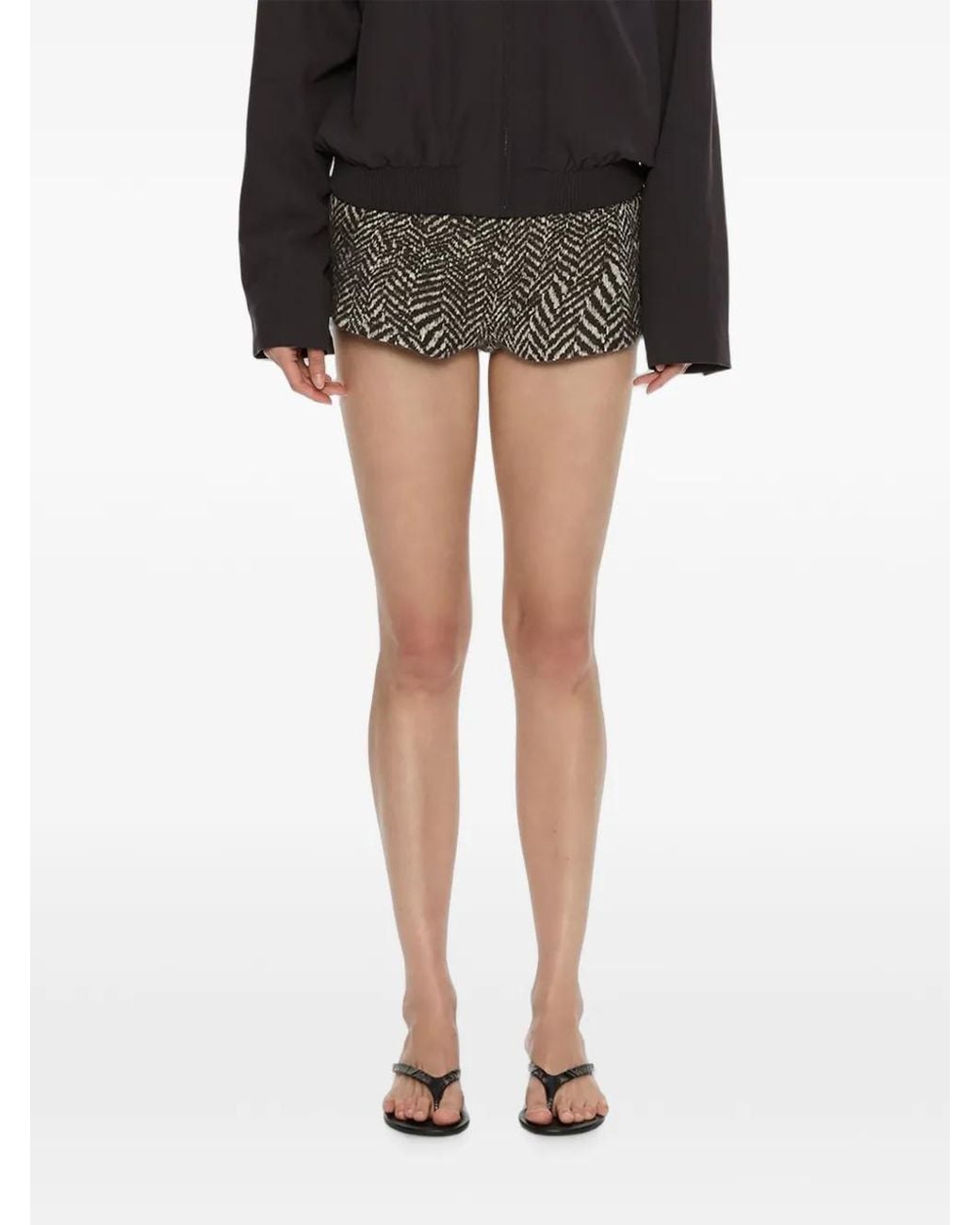 Christopher Esber Black Warped Herringbone Mini Shorts