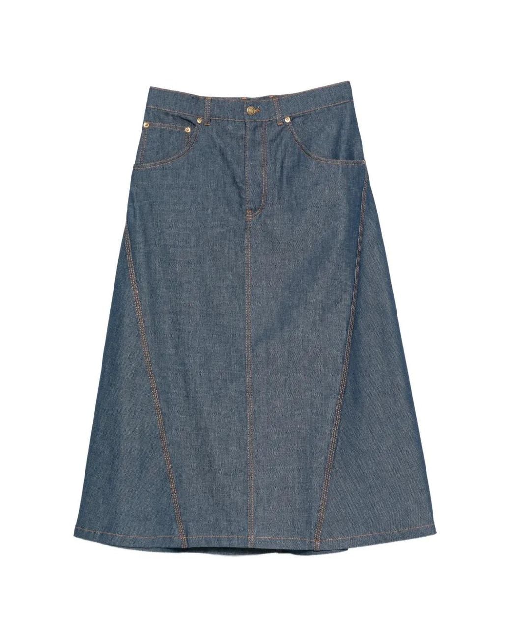 Moschino Blue A-Line Midi Skirt