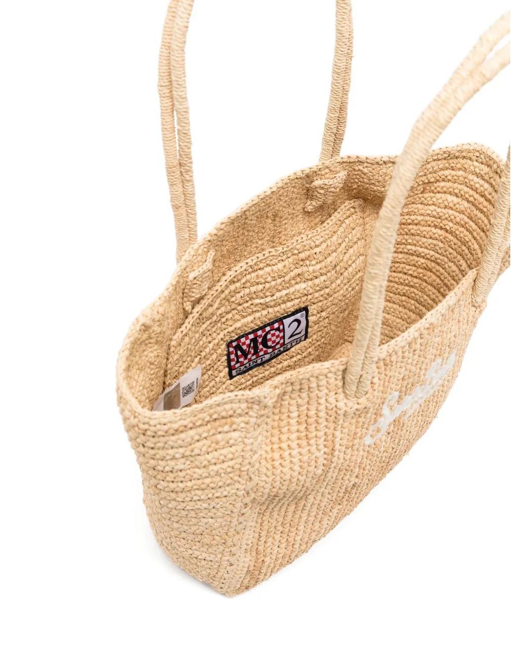 Mc2 Saint Barth Natural Logo-Embroidered Woven Tote Bag