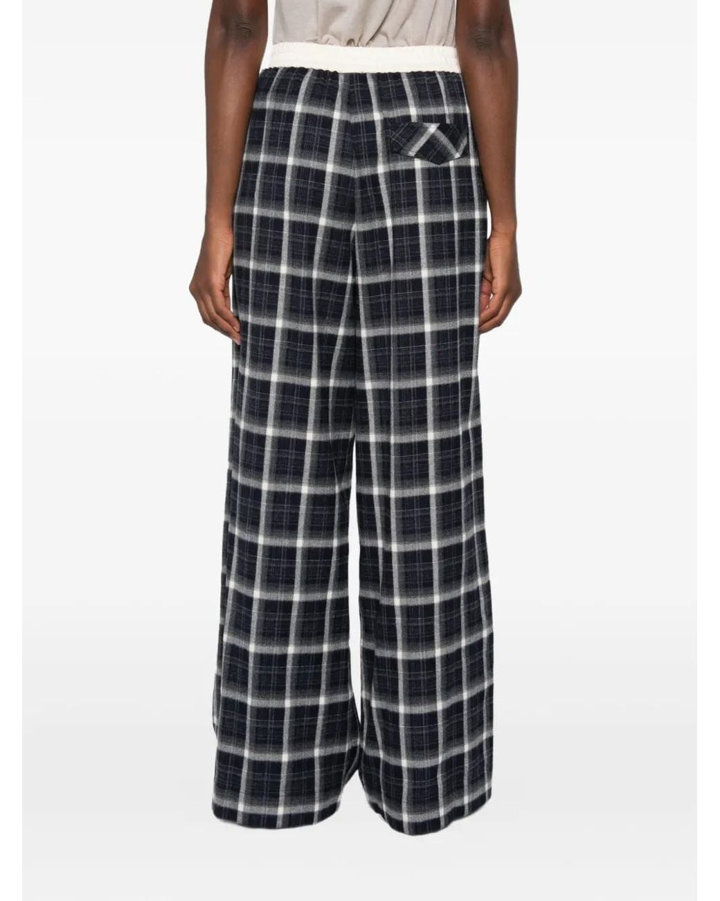 ELEH White Pantalon Palazzo À Carreaux