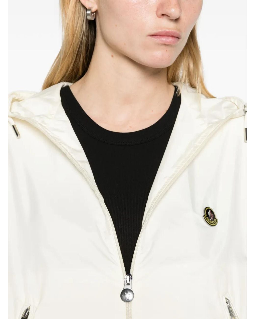 Moncler White Hooded Windbreaker