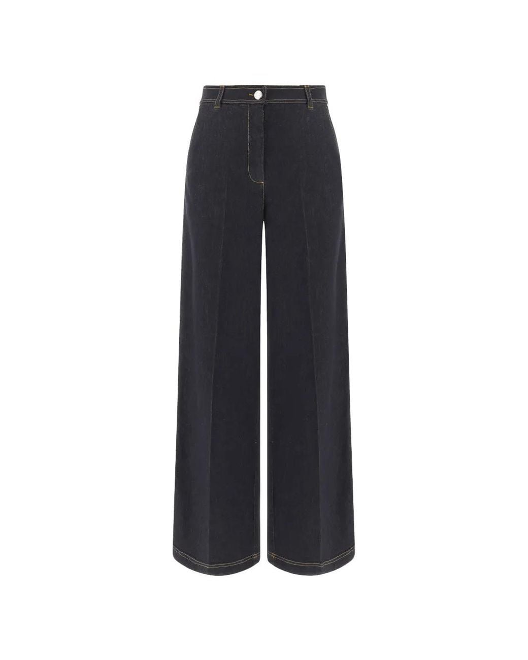 Paul & Shark Blue Contrast-Stitch Wide-Leg Jeans