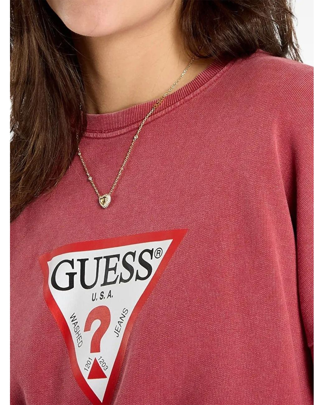 Guess Red Logo-Print Sweatshirt