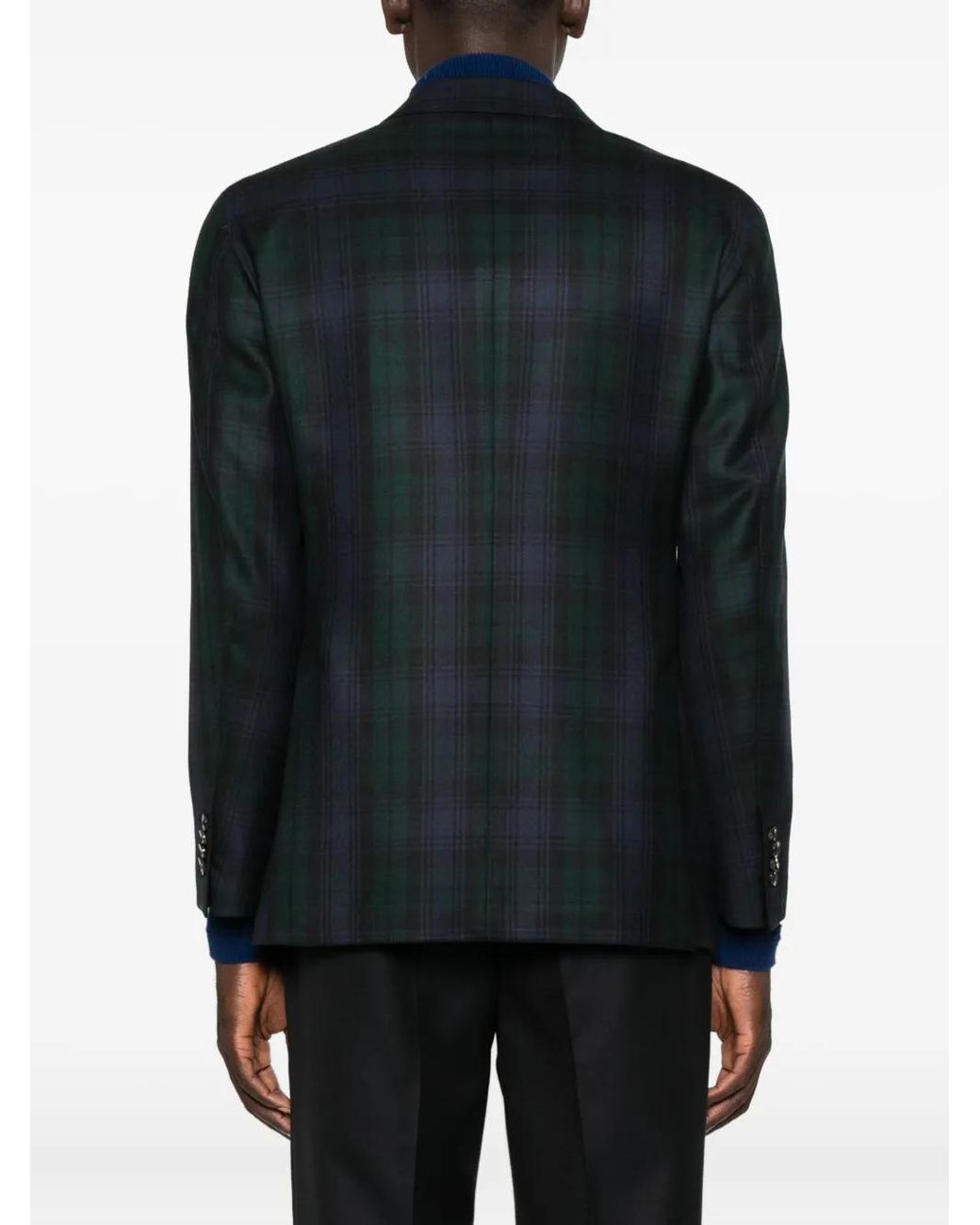 Gabriele Pasini Black Double-Breasted Plaid Jacket for men