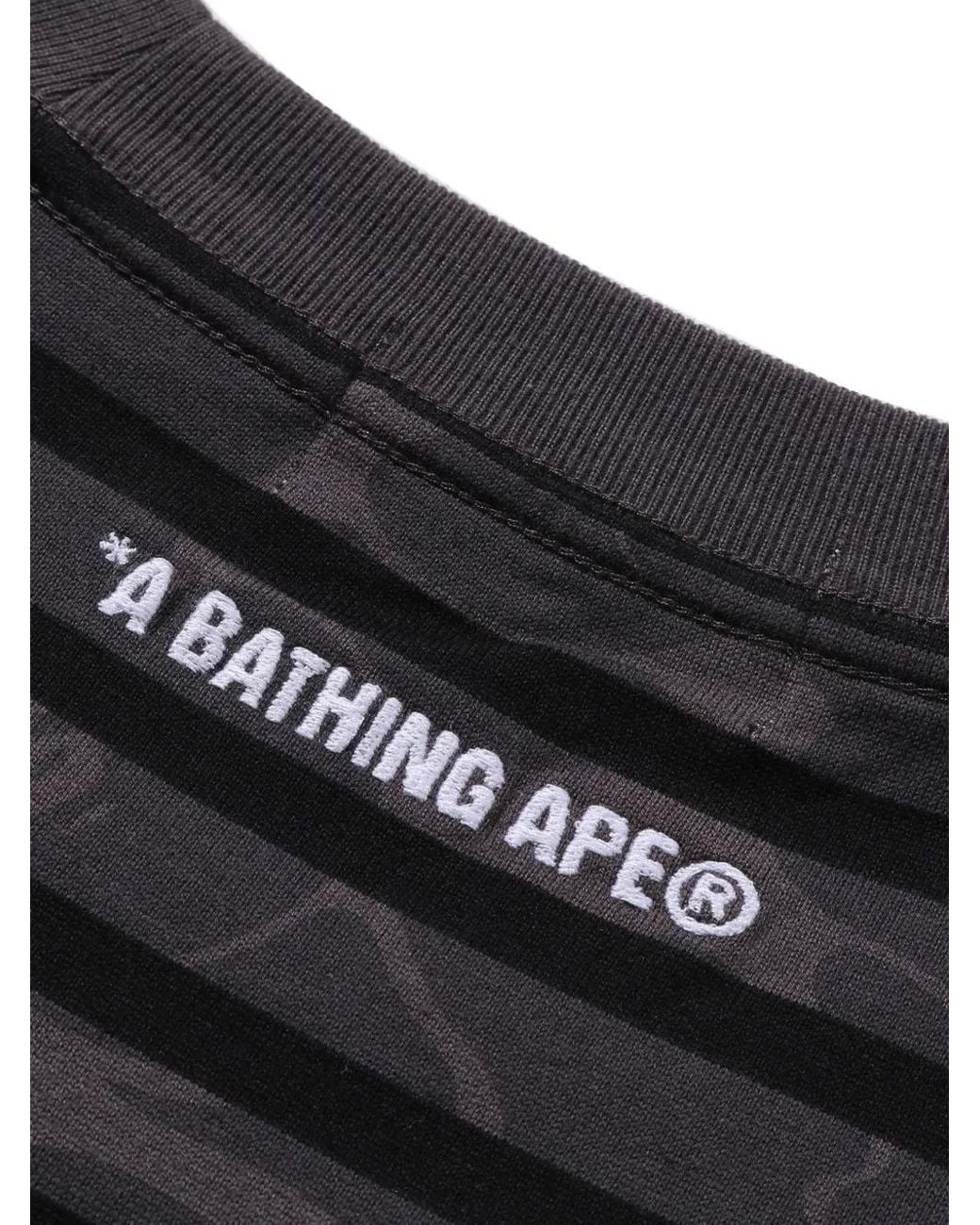 A Bathing Ape Black Camo-Print Striped T-Shirt for men