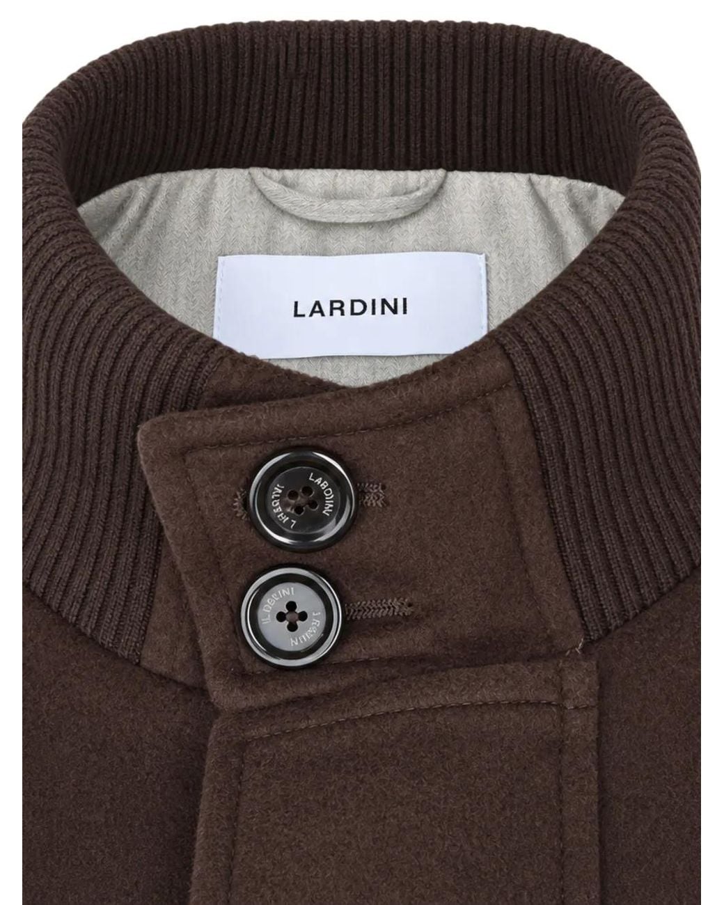 Lardini Brown Ribbed-Trim Button-Up Jacket for men
