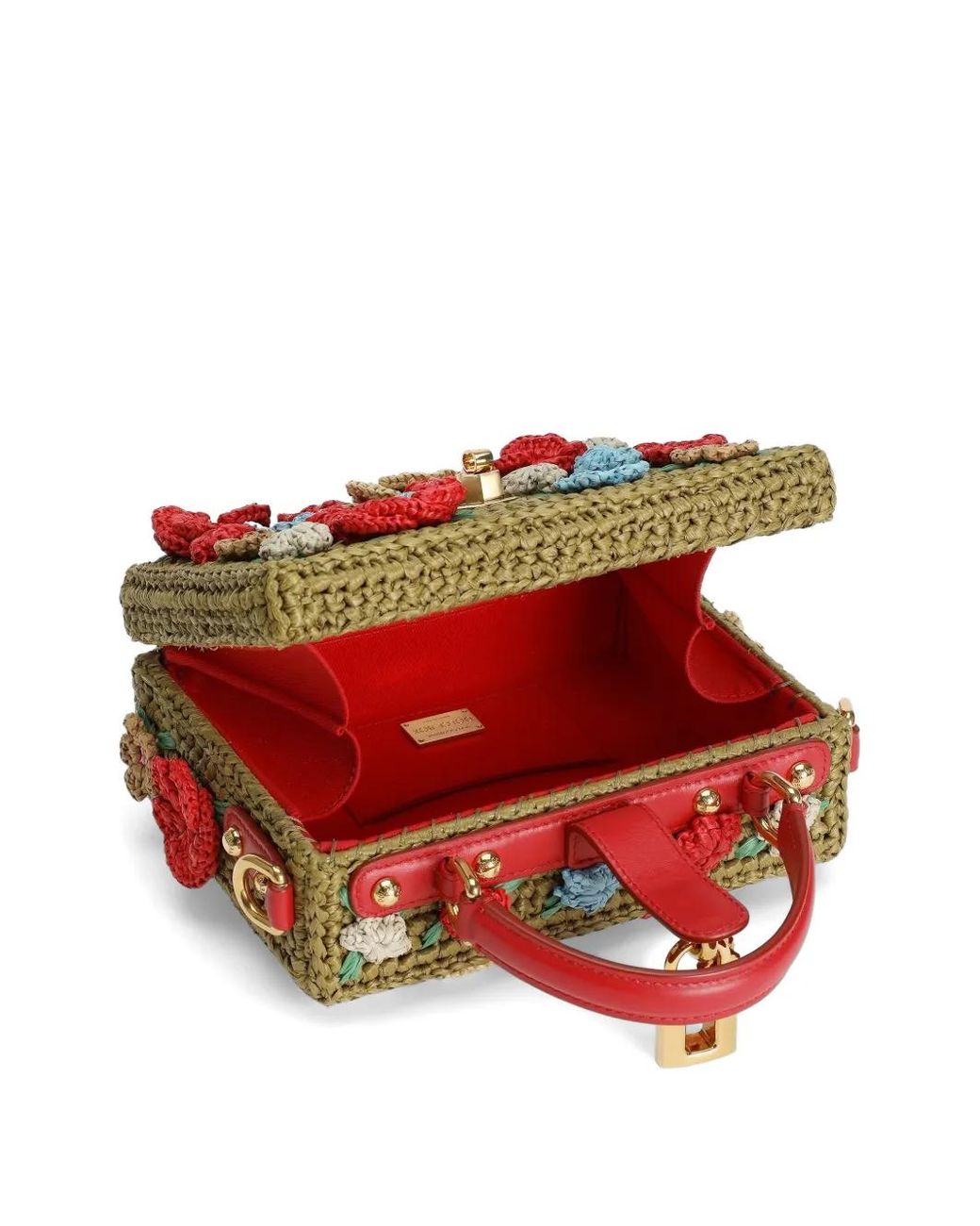 Dolce & Gabbana Red Dolce Box Raffia Crochet Handbag