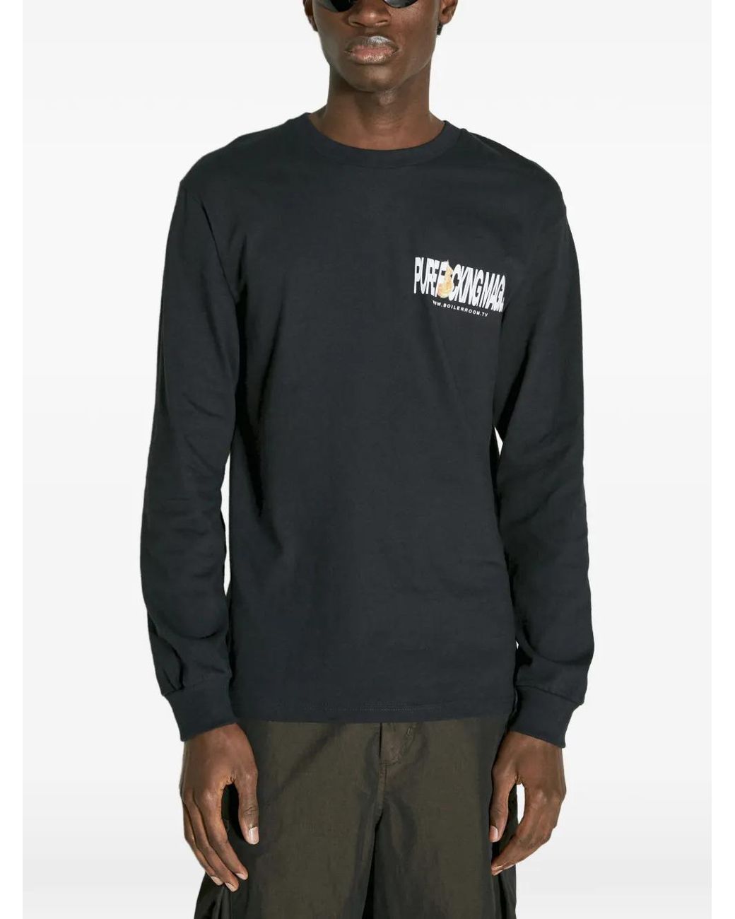 BOILER ROOM Gray Long-Sleeve Graphic T-Shirt for men