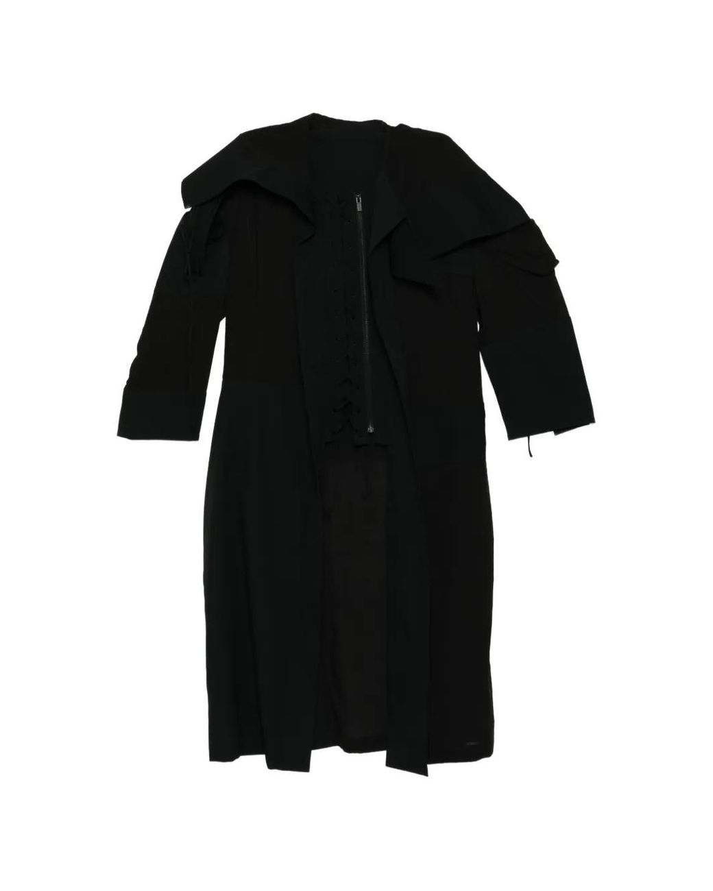 Yohji Yamamoto Black Lace-Up Coat