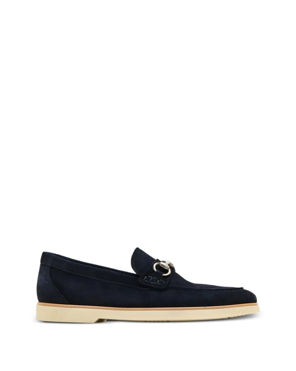 Magnanni Shoes Blue Topstitched Suede Loafers for men