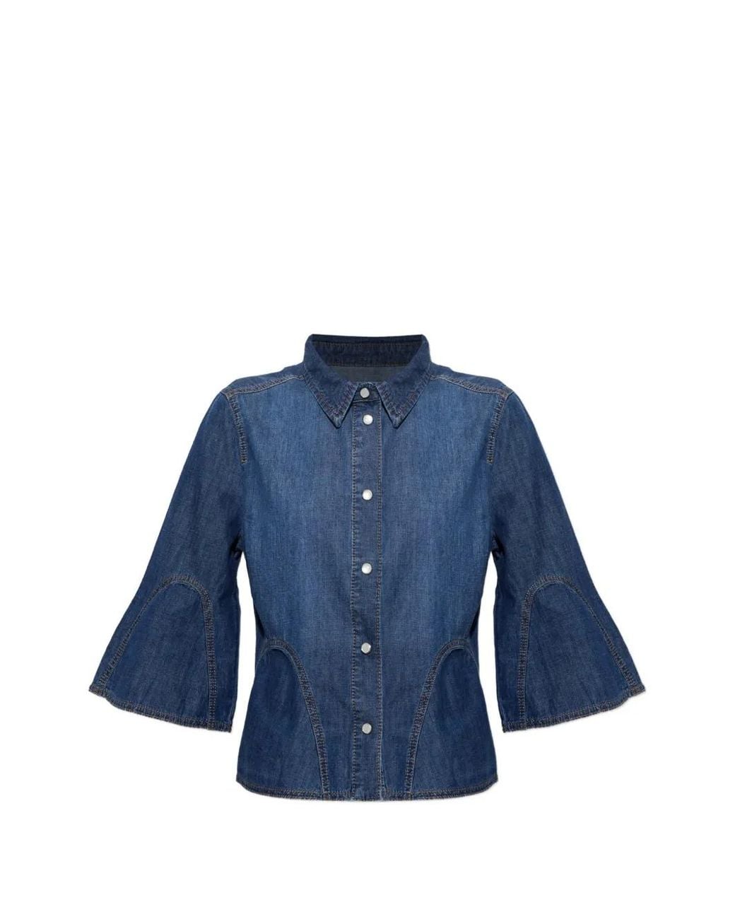 Munthe Blue Chemise En Jean Vunna À Manches Évasées