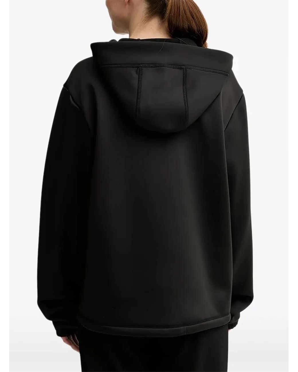 Rains Black Elastic-Cuffs Zip-Up Hoodie