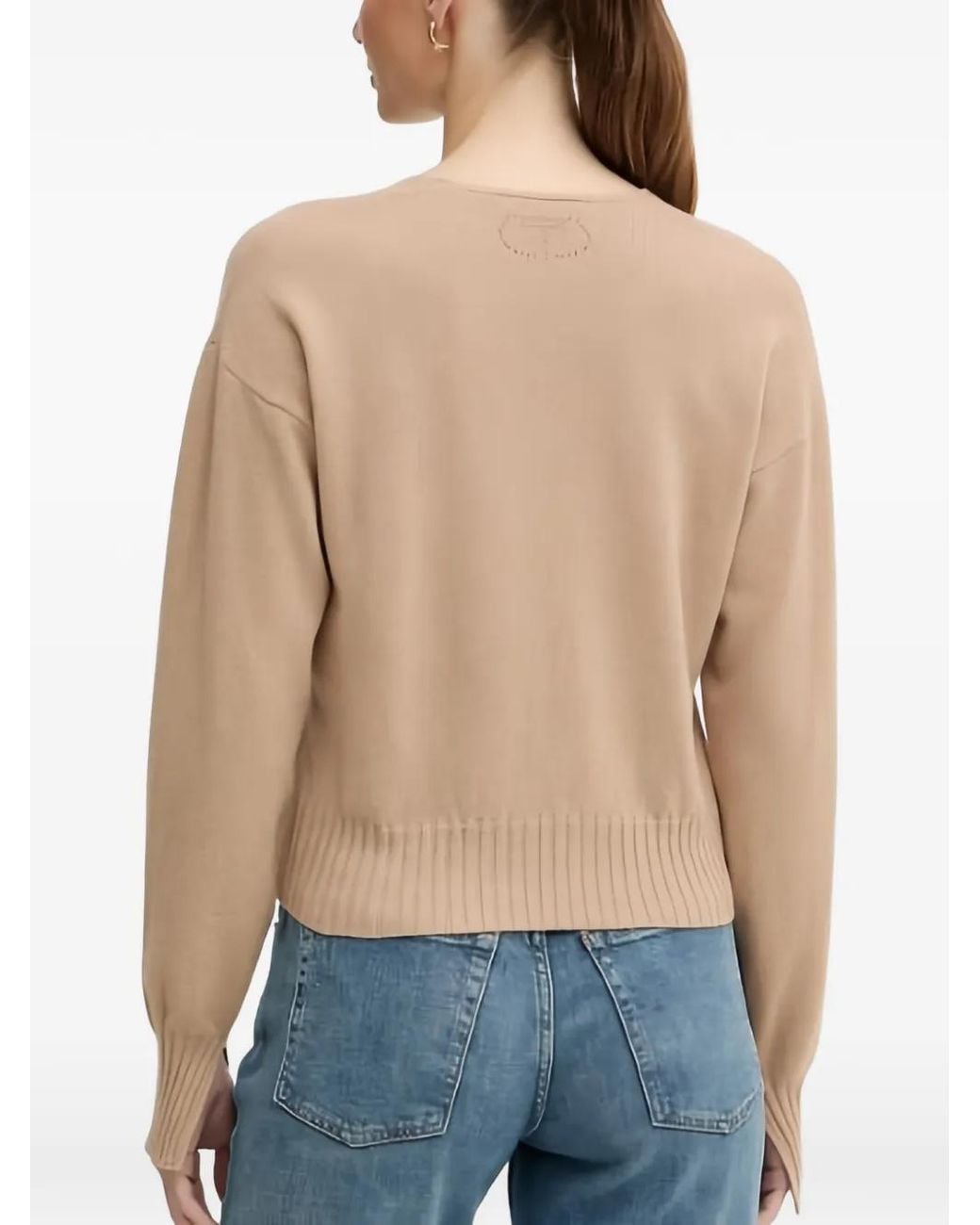 Twinset Blue U-Neck Ribbed Sweater