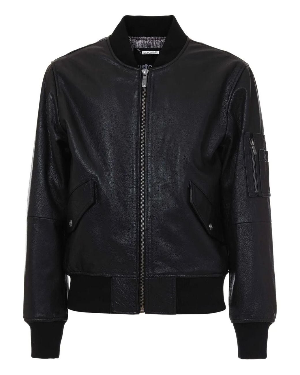 Just Cavalli Black Zip-Up Leather Jacket for men