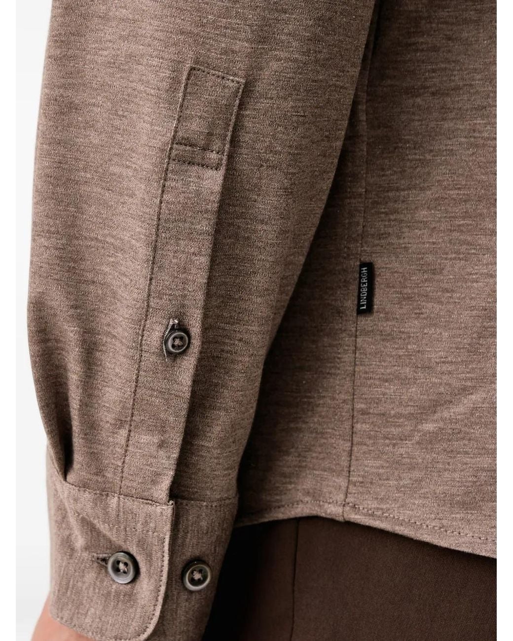 Lindbergh Brown Business Marl-Effect Long-Sleeve T-Shirt for men