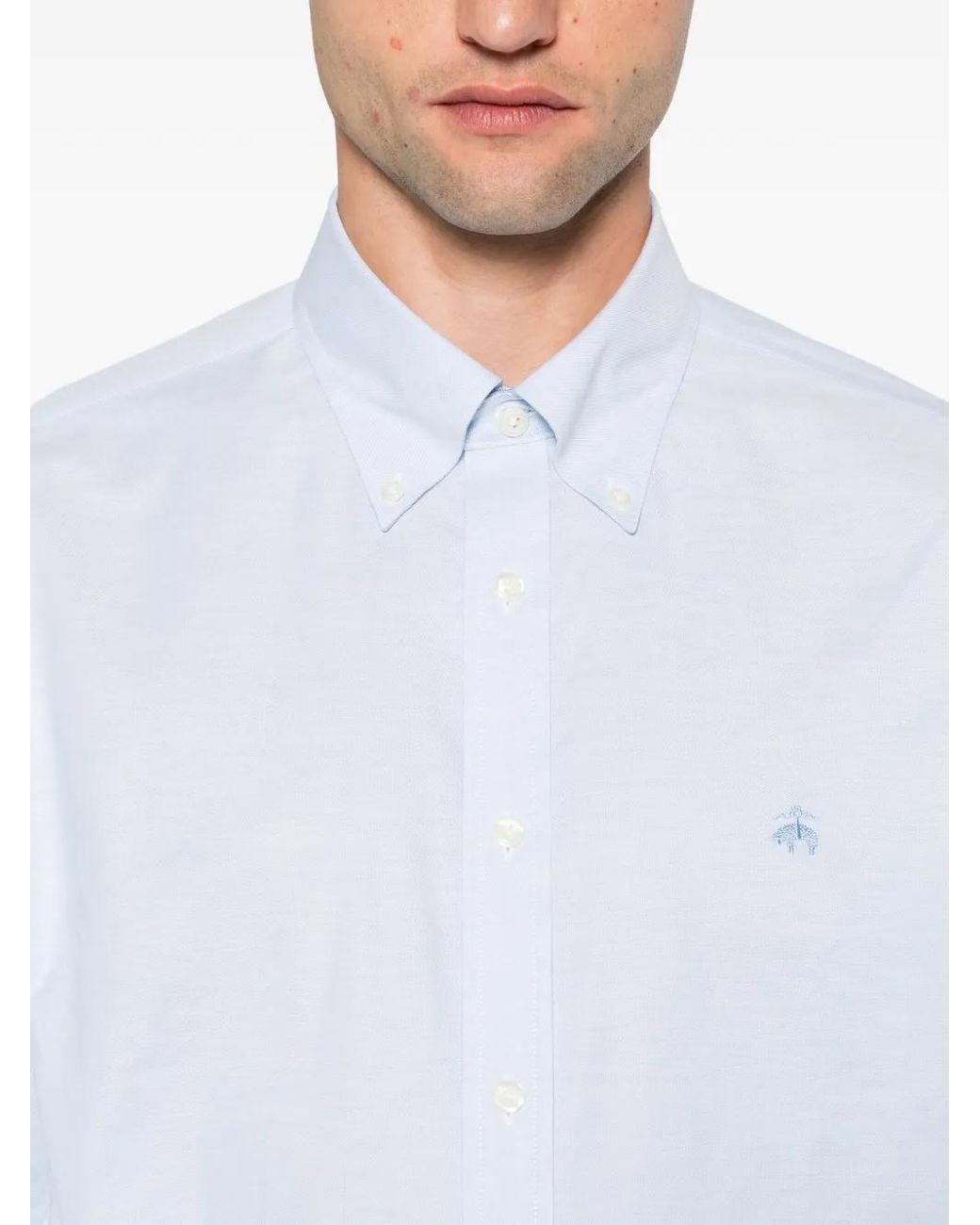 Brooks Brothers White Button-Down Embroidered-Logo Shirt for men