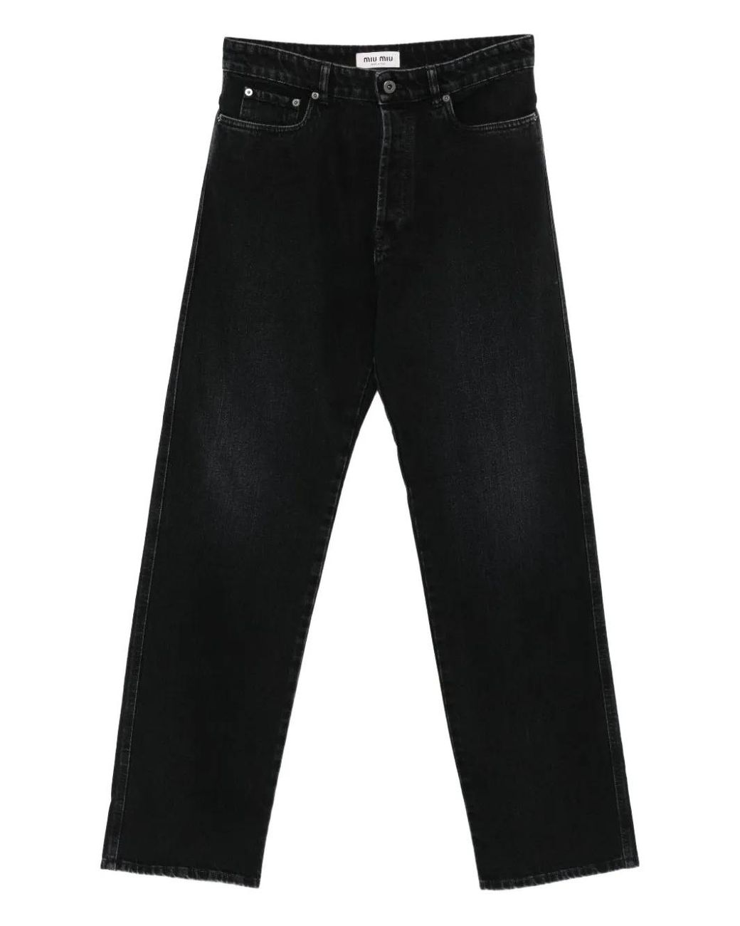 Miu Miu Black Logo-Motif Five-Pockets Straight-Leg Jeans for men
