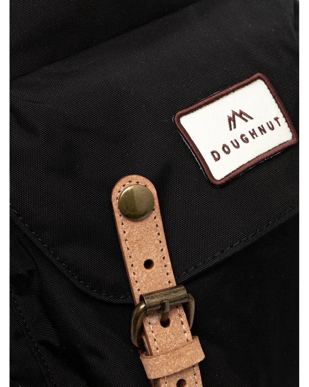 Doughnut Black Logo-Patch Buckle-Fastening Backpack