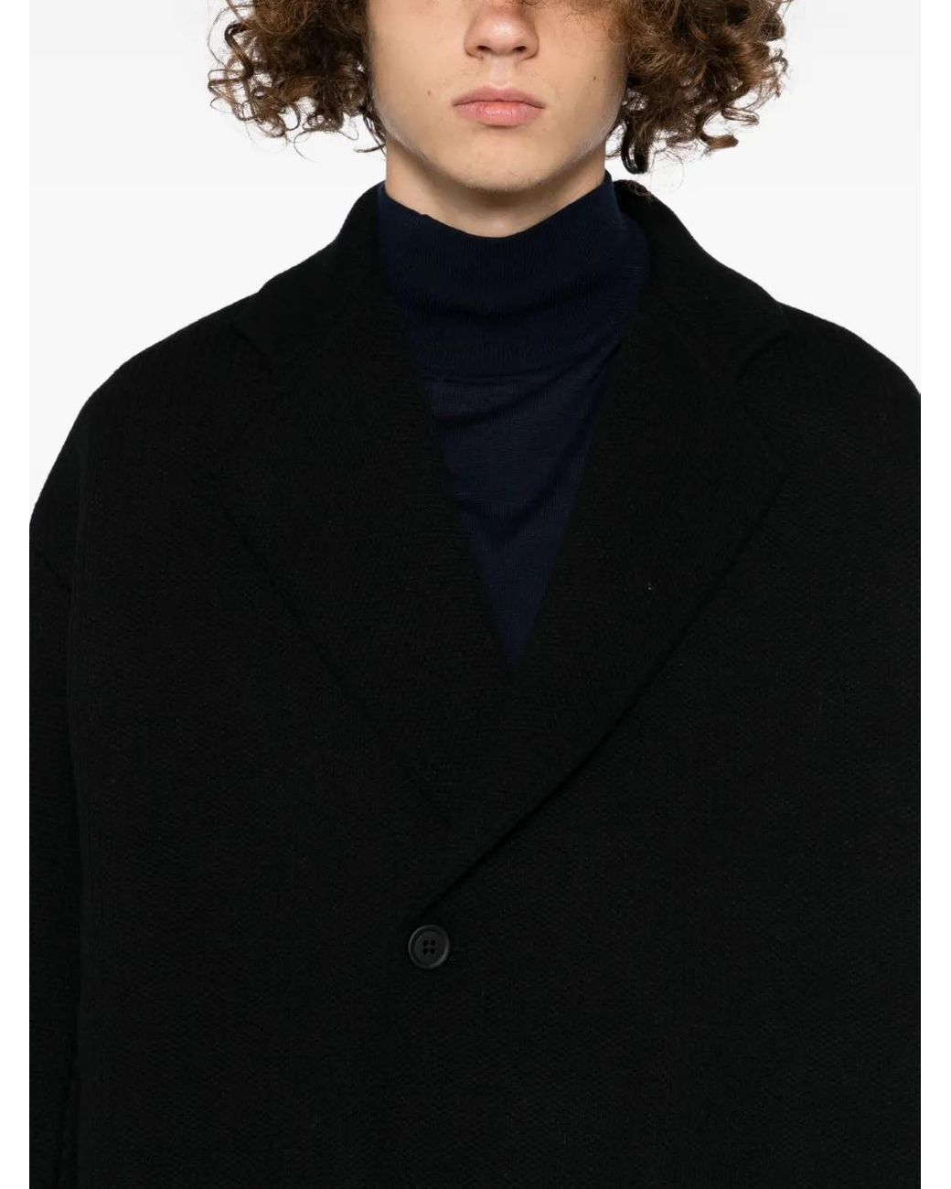 CFCL Black Single-Breasted Coat for men