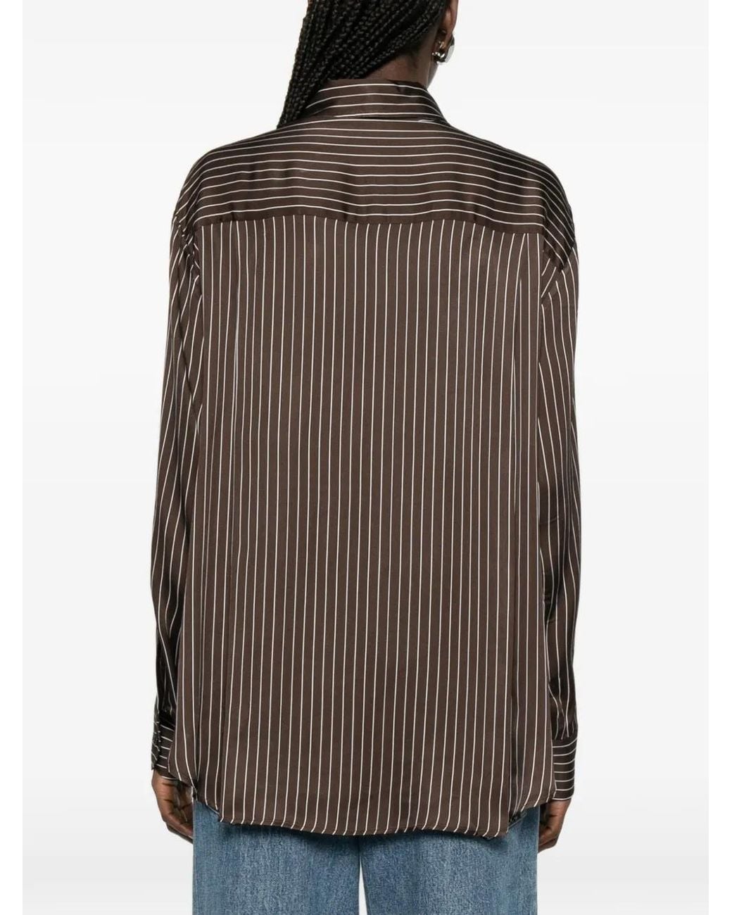 Frankie Shop Brown Peri Striped Shirt