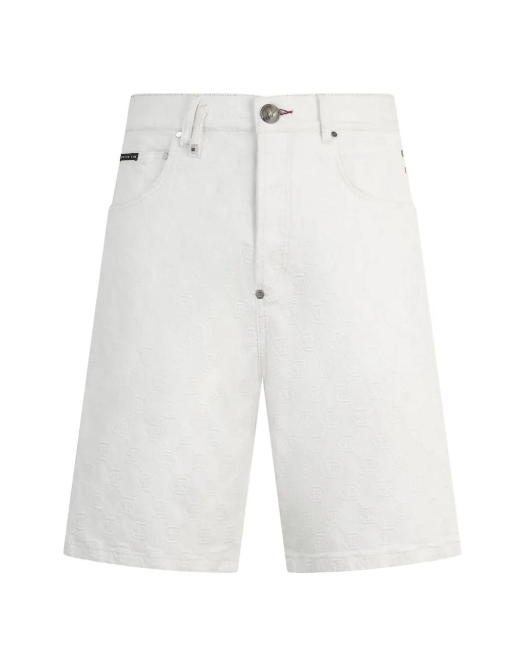 Philipp Plein White Formentera Fit Shorts Embroidery Monogram for men