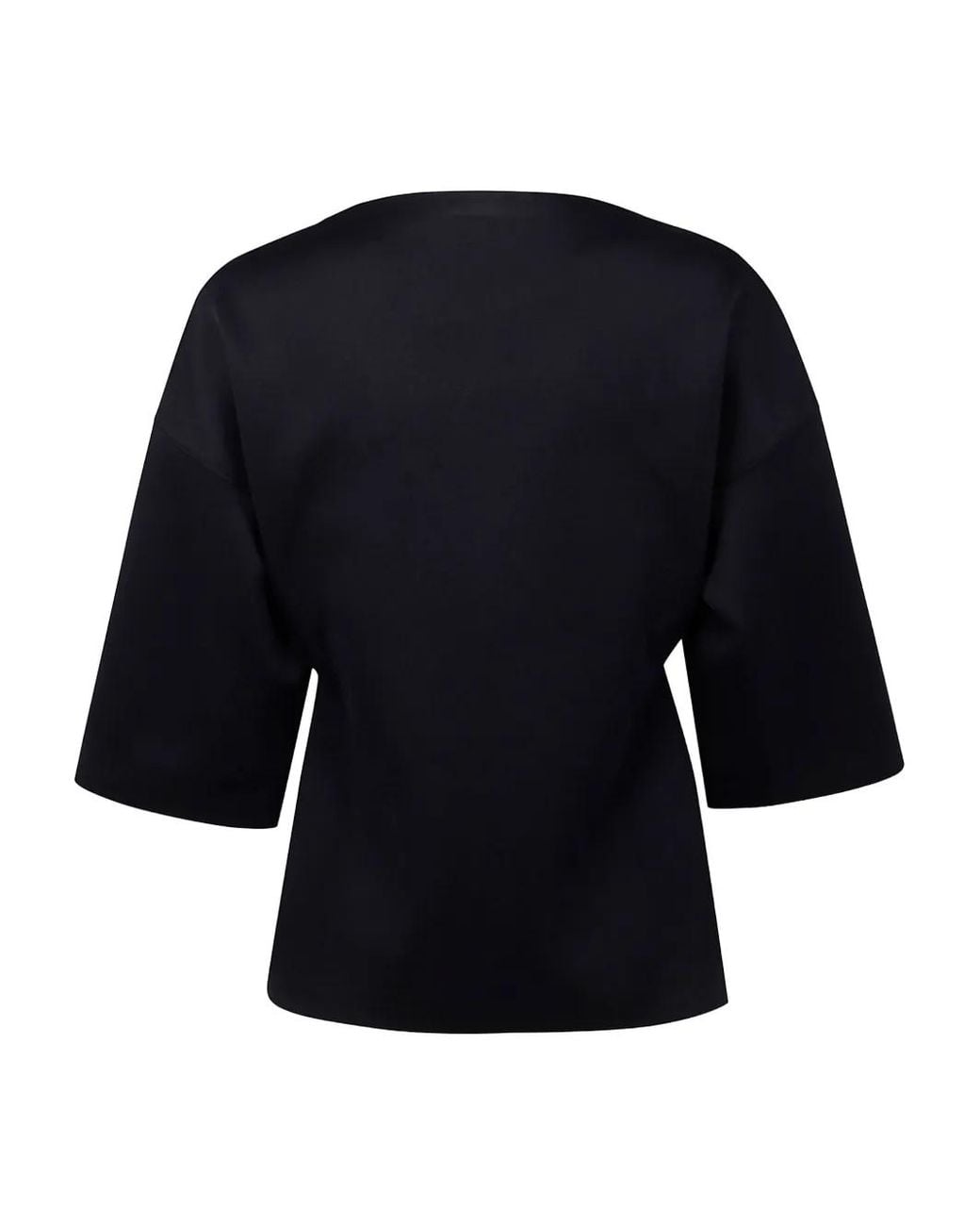 Auralee Black Slash-Neck Top