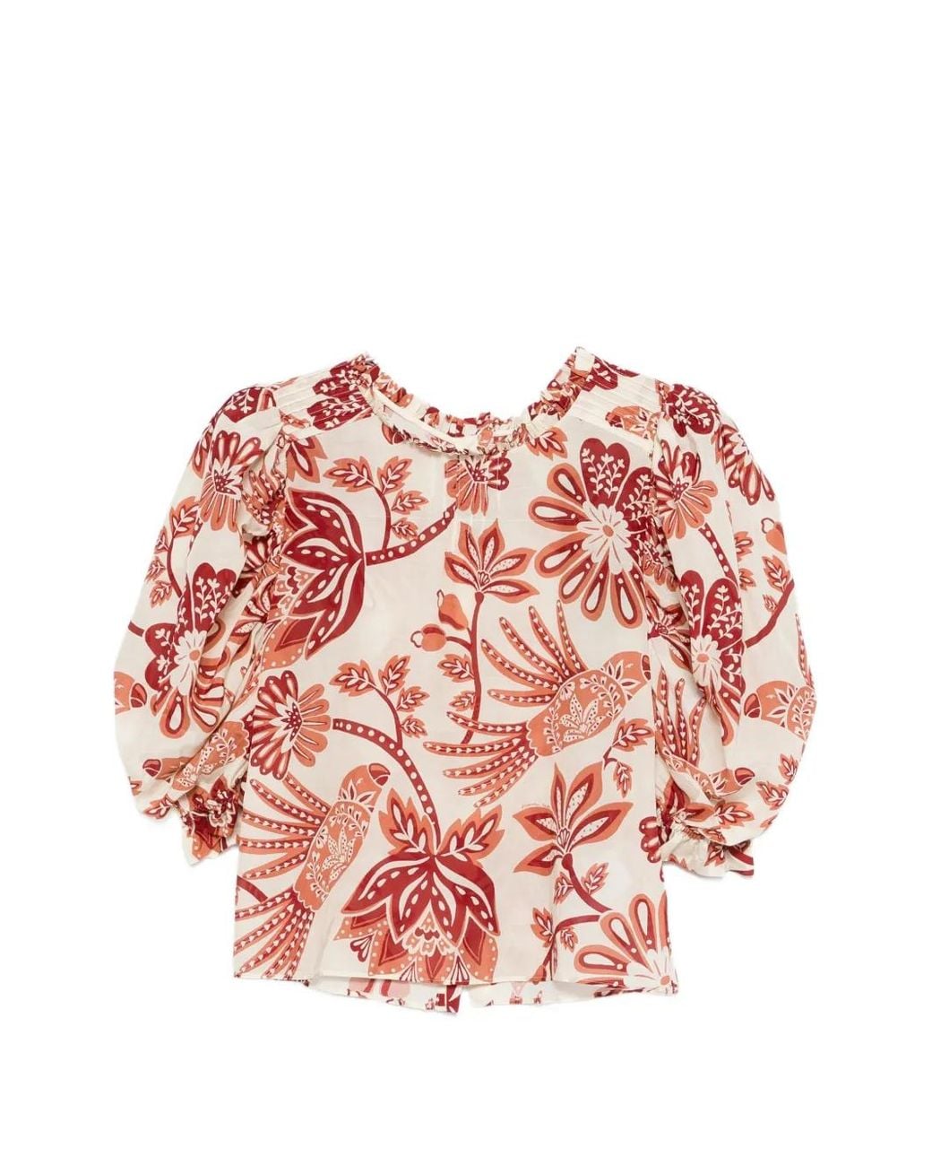 Farm Rio Pink Flowerful Birds Blouse