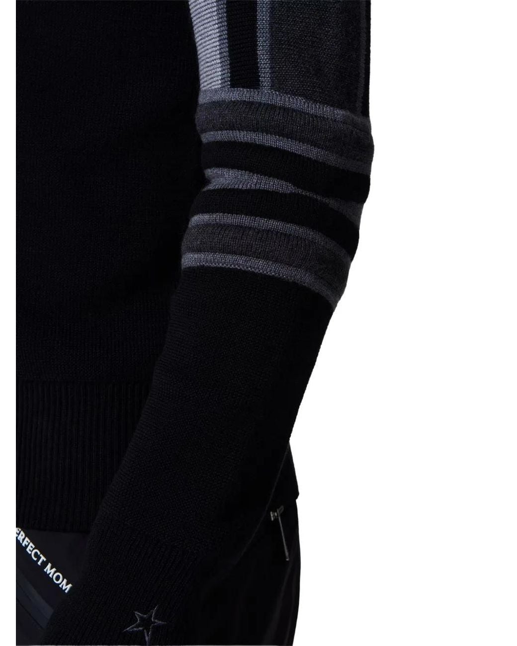 Perfect Moment Black Merino Wool Slalom Sweater for men