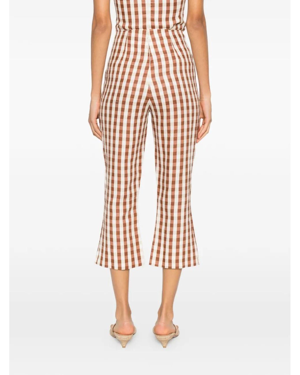Faithfull The Brand Red Gingham Pattern Trousers