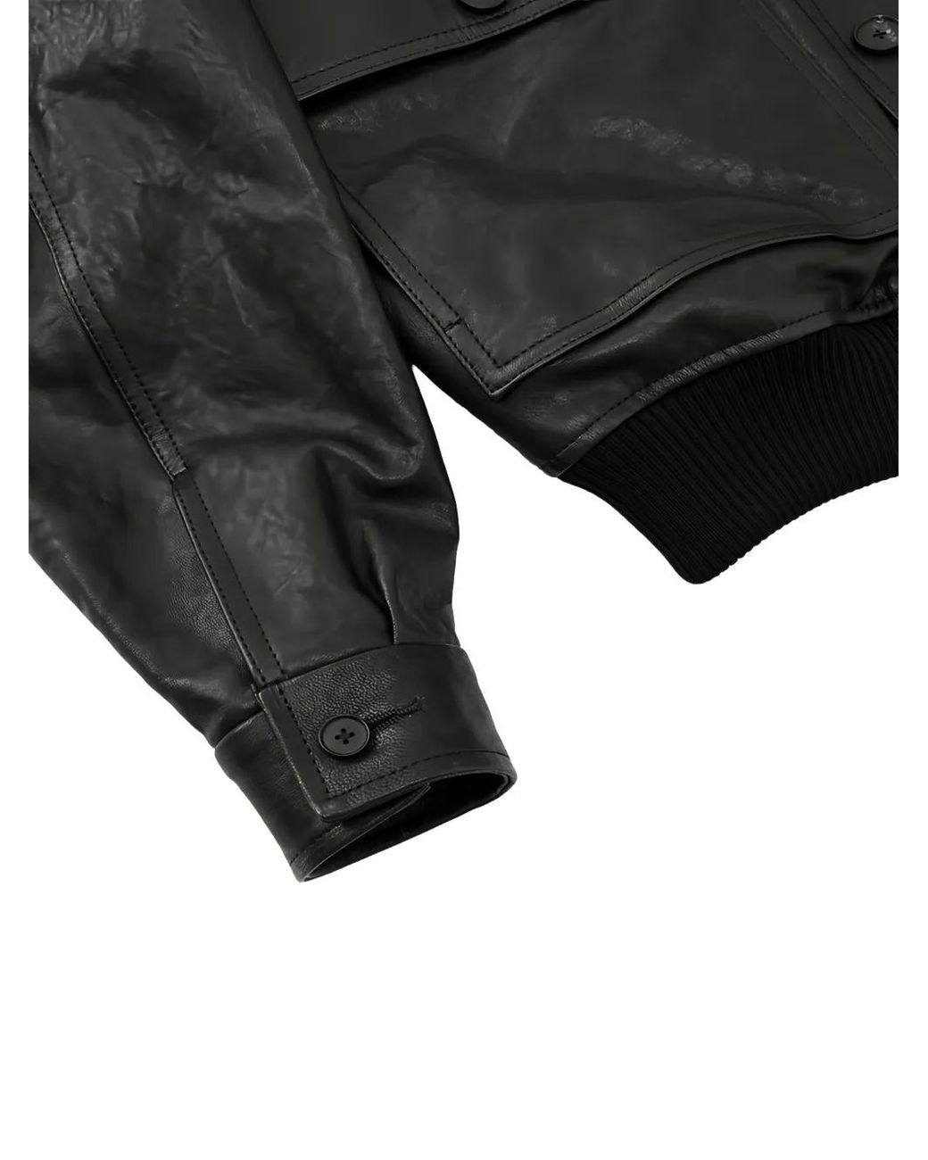 Auralee Black High-Neck Leather Jacket for men